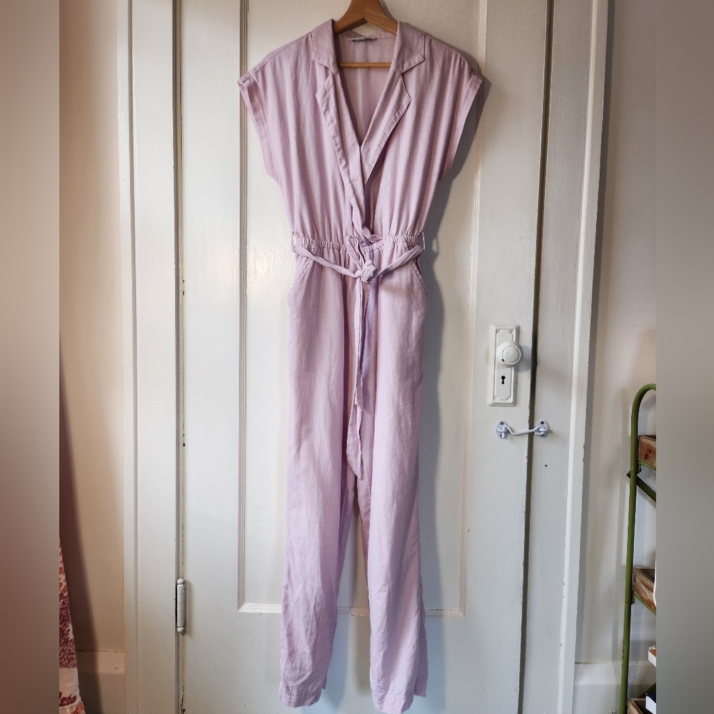 American Eagle Outfitters Cotton/Linen Lavender Jumpsuit XS